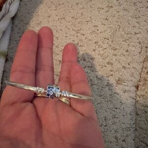 Pandora Silver Bracelet with Blue rhinestone clasp